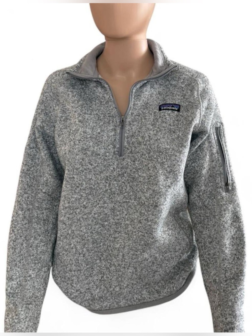 Patagonia Light Gray Fleece Jacket with Color-Strip Logo